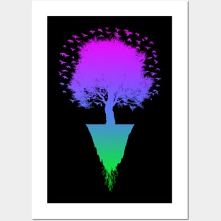 Colorful Tree Silhouette Posters and Art
